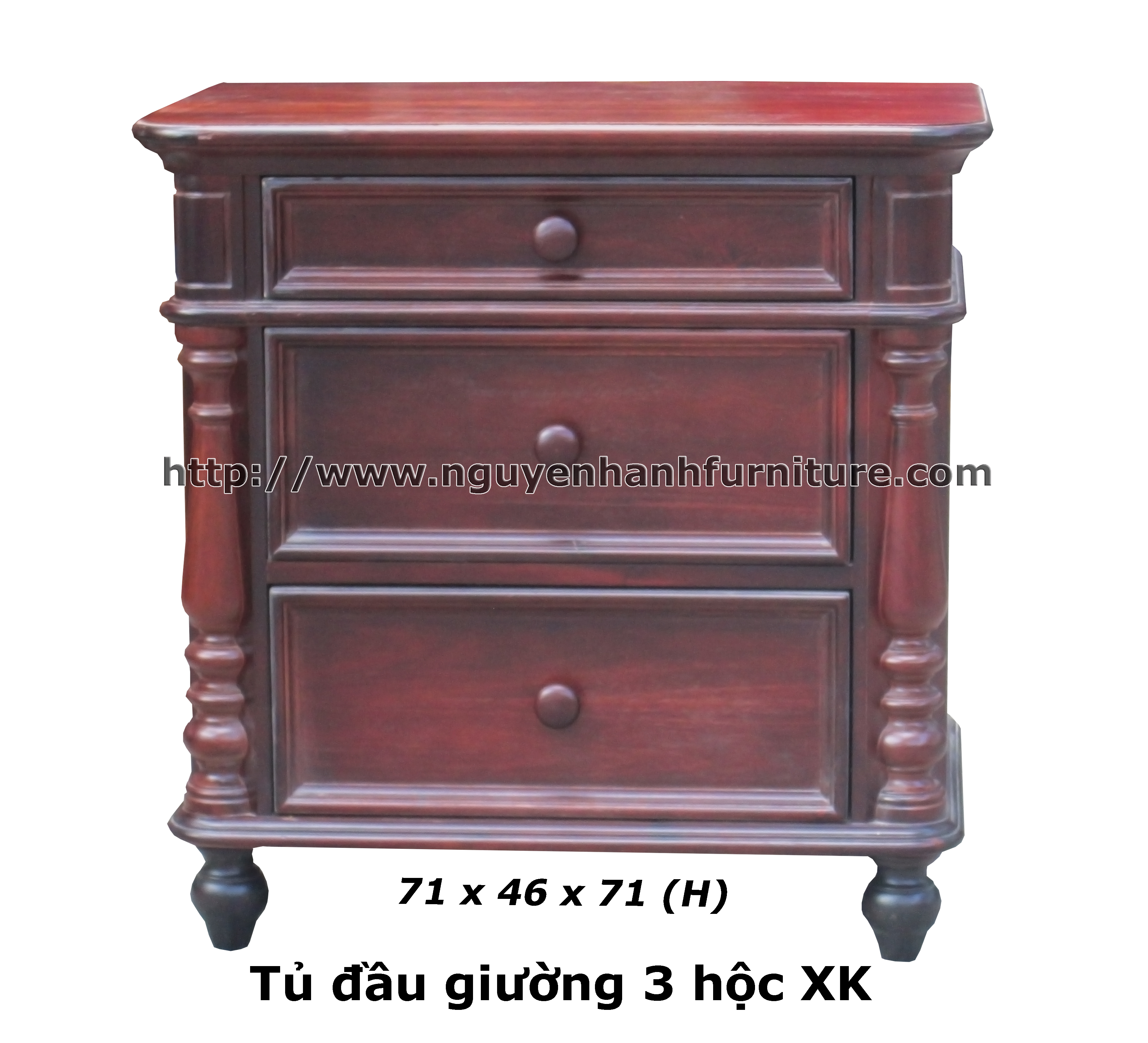 Name product: Headboard cabinet XK (3 drawers) - Dimensions: 71 x 46 x 71 (H) - Description: 